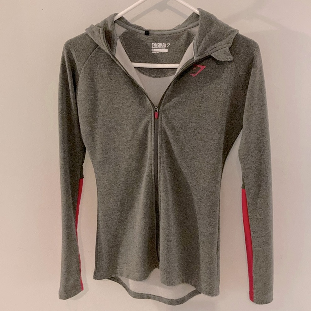 Gymshark Grey and Pink Impulse Zip Hoodie